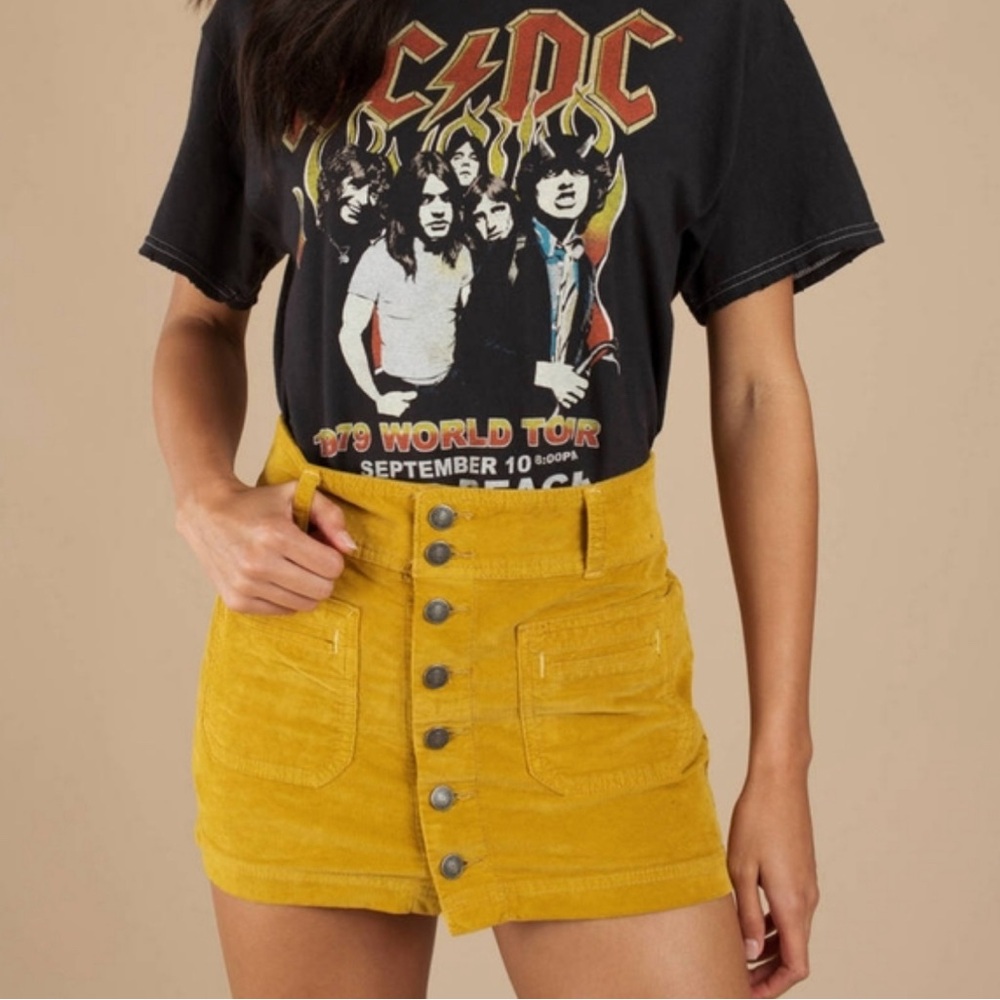 Yellow Free People Button-Front Skirt size 29